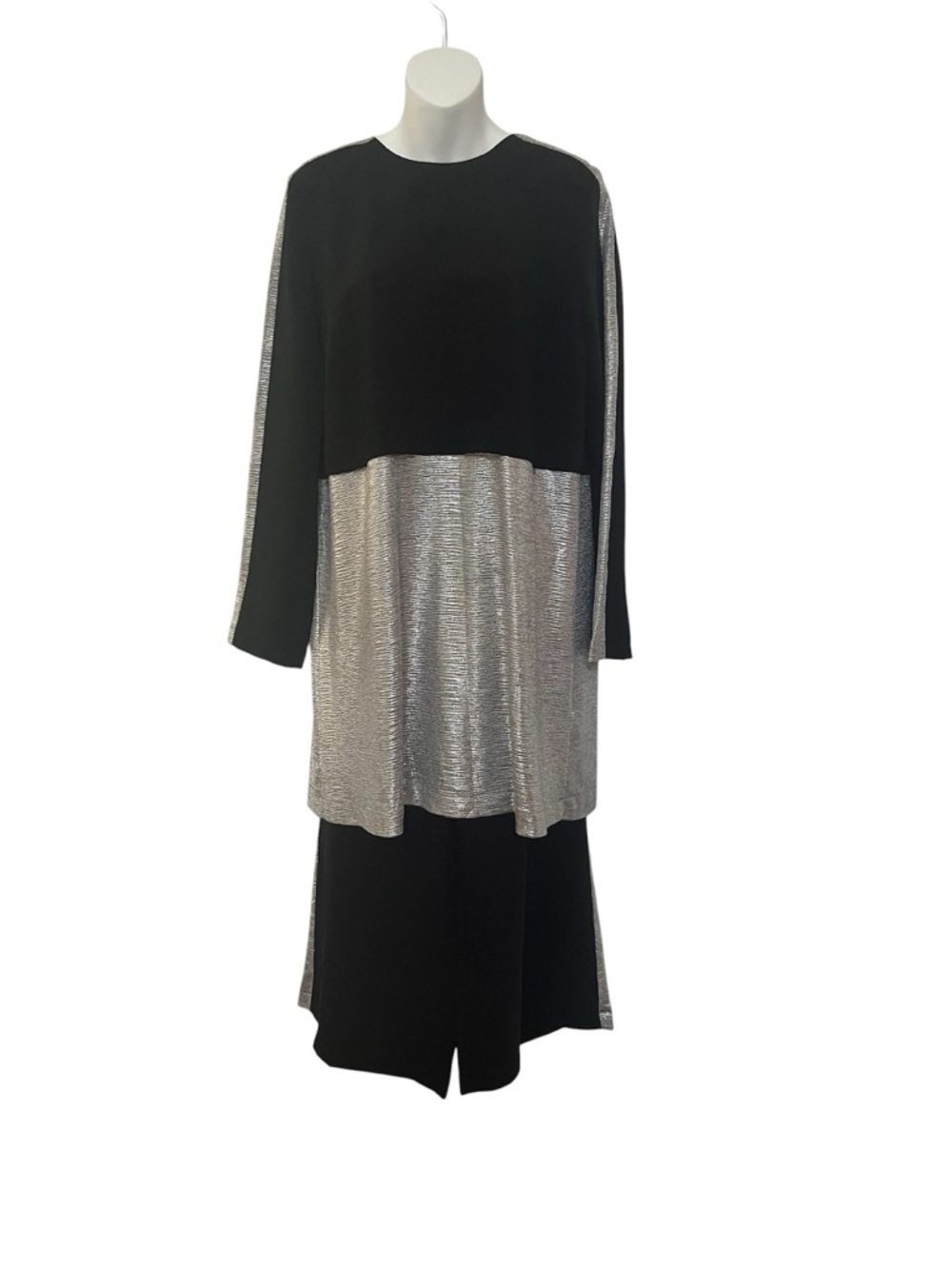 Muslim Women Abaya Tunic Pants Outfit Sz 42 Large Black Silver NWOT Kemal Aydin